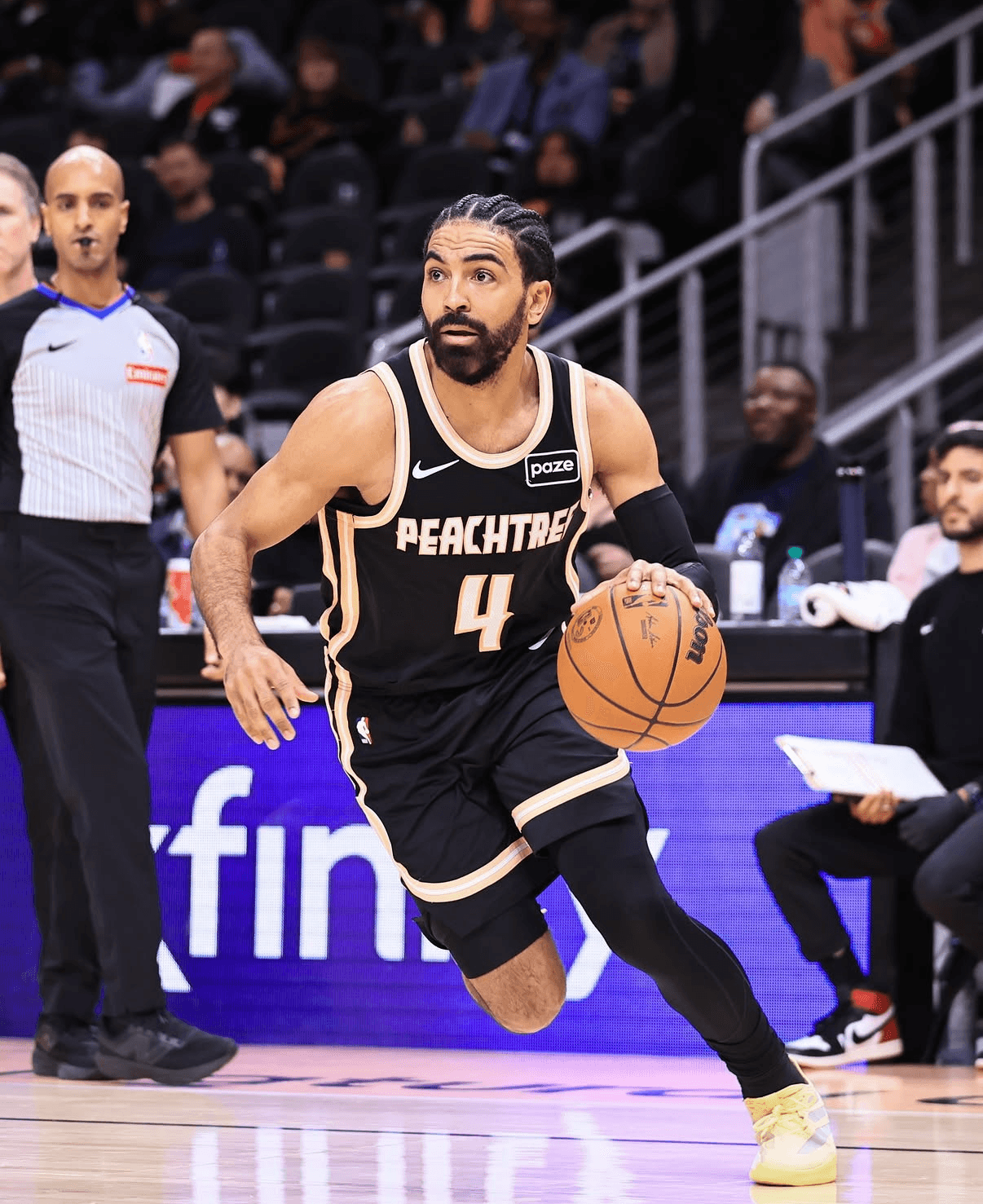 Gabe Vincent playing for the Atlanta Hawks